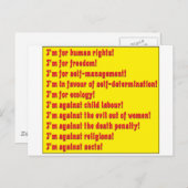 Menschenrechte Postkarte (Vorne/Hinten)
