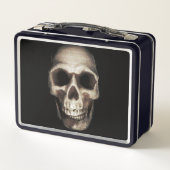 Menschenschädel auf Schwarz Metall Brotdose (Rückseite)
