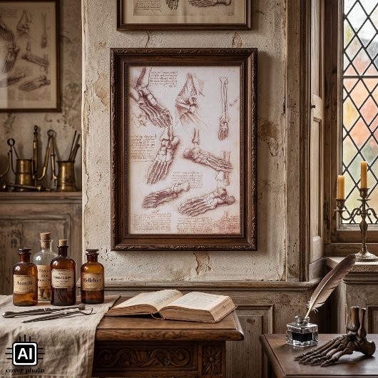 Menschliche Anatomie der Foot Bones von Leonardo d Poster