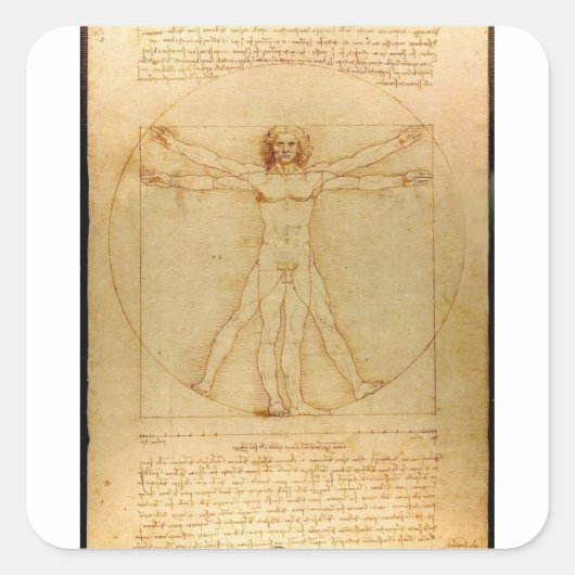 Menschliche Anatomie, Vitruvian Mann durch Quadratischer Aufkleber (Vorderseite)