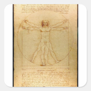 Menschliche Anatomie, Vitruvianischer Mensch von L Quadratischer Aufkleber