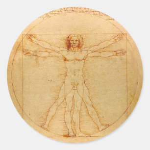 Menschliche Anatomie, Vitruvianischer Mensch von L Runder Aufkleber
