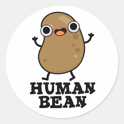 Menschliche Bean Funny Human Being Puff Runder Aufkleber (Vorderseite)