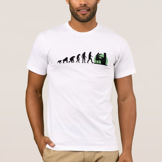 Menschliche Evolution: Pianist T-Shirt (Vorderseite)
