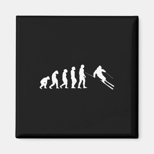 Menschliche Evolution Skifahren Snowboarden Magnet (Vorne)