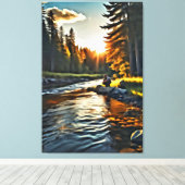 *~* Menschliche Fischerei Art Stream Nature AP49 Leinwanddruck (Insitu (Holzboden))