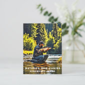 *~* Menschliche Fischerei Stream Malerei AP49 Lach Postkarte (Stehend Vorderseite)