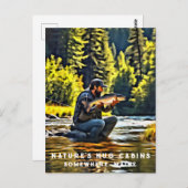 *~* Menschliche Fischerei Stream Malerei AP49 Lach Postkarte (Vorne/Hinten)