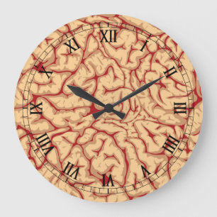 Menschliche gruselige Gehirne reichlich lustiges Große Wanduhr