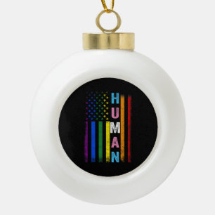 Menschliche LGBT-amerikanische Flagge LGBTQ Regenb Keramik Kugel-Ornament