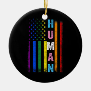 Menschliche LGBT-amerikanische Flagge LGBTQ Regenb Keramik Ornament