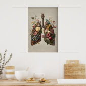 Menschliche Lungen mit Blumenmuster, Anatomie Boho Poster (Küche)