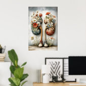 Menschliche Niere mit Blumenmuster, Anatomie Boho Poster (Heimbüro)