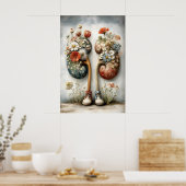 Menschliche Niere mit Blumenmuster, Anatomie Boho Poster (Küche)