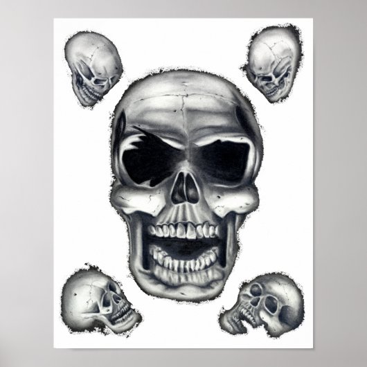 Menschliche Schädel Weiße Poster Kunst (Vorne)