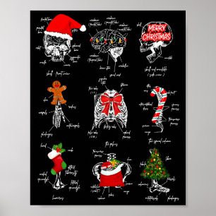Menschliche Skelettanatomie Weihnachten Medizin St Poster