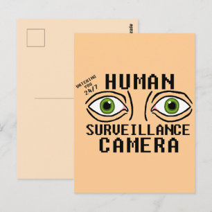 Menschliche Überwachungskamera Trockener Humor Postkarte