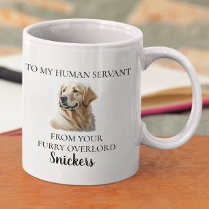 Menschlicher Diener Lustiger Golden Retriever Aqua Kaffeetasse