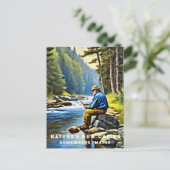 *~* Menschlicher Fischereistrom AP49 Senior Stream Postkarte (Stehend Vorderseite)