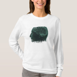 Menschlicher Kopf im Profil, welches das Gehirn T-Shirt