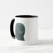 Menschlicher Kopf im Profil, welches das Gehirn Tasse (Vorderseite Links)