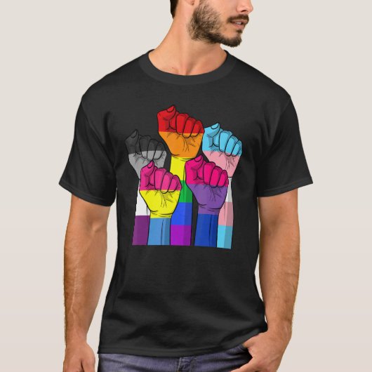 Menschlicher Power Fist Lgbt Pride Gay Lesbian Tra T-Shirt (Vorderseite)