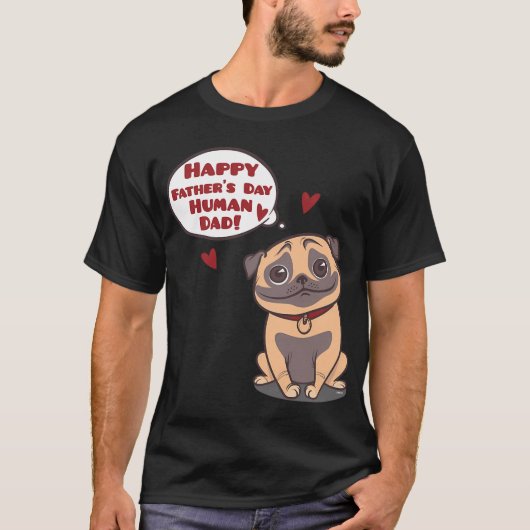 Menschlicher Vater Pug T-Shirt (Vorderseite)