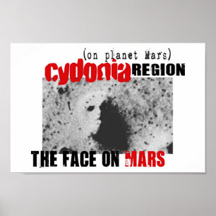 Menschliches Gesicht auf dem Planeten Mars Poster