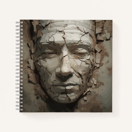 Menschliches Gesicht, das vom alten Plaster herrüh Notizblock (Vorderseite)