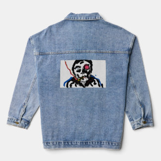 Menschliches Gesicht Funky Skizze Jeansjacke