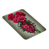 Menschliches Herz mit Rote Rose Blume surreale Kun Magnet (Rechte Seite)