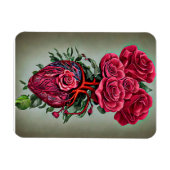 Menschliches Herz mit Rote Rose Blume surreale Kun Magnet (Horizontal)