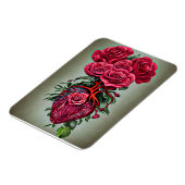 Menschliches Herz mit Rote Rose Blume surreale Kun Magnet (Linke Seite)