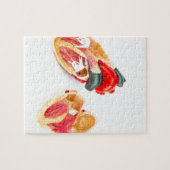 Menschliches Herzmodell abgeschieden auf weißem Puzzle (Horizontal)