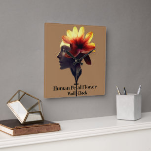 Menschliches Petal-Blume-Design einzigartig für - Quadratische Wanduhr