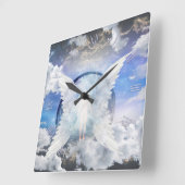 Menschliches Soul zwischen Engelsflügeln Quadratische Wanduhr (Winkel)