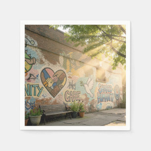 Menschlichkeit Symbolisches Graffiti auf einem Bac Serviette