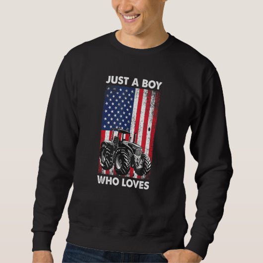 Mens's Flag nur ein Junge, der Lieben Tractoren Sweatshirt (Vorderseite)