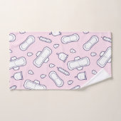 Mensturation Pink White Niedlich Period Tampon Mus Badhandtuch Set (Handtuch)