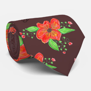 Menswear Flower Krawatte in Reds und Wein