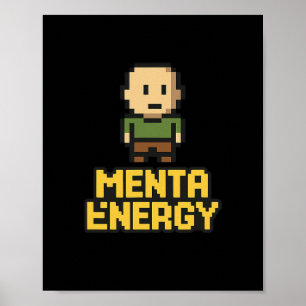 Menta Energy Pixel Gamer Lustiges Grafik T-Shirt  Poster