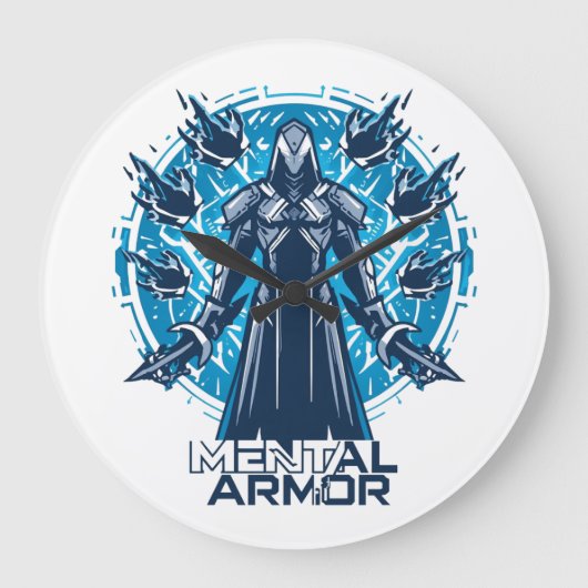 Mental Armor - Hoodie Warrior Figure Große Wanduhr (Vorderseite)