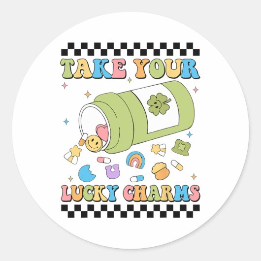 Mental Awareness Take Your Lucky Charm Pills Healt Runder Aufkleber (Vorderseite)