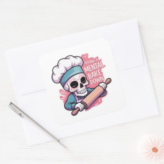 "Mental Bake Down" Skull Baker Stickers - Funny Ba (Umschlag)