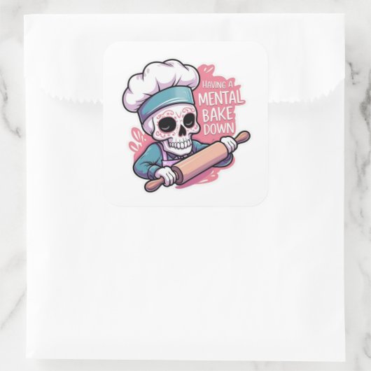 "Mental Bake Down" Skull Baker Stickers - Funny Ba (Tasche)