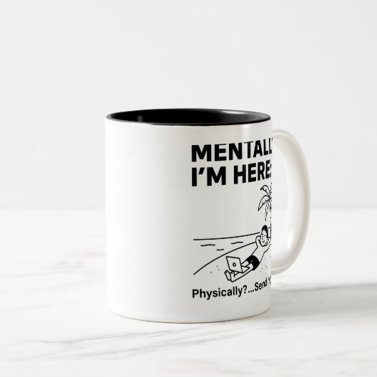 Mental bin ich hier lustig - Minimalistisch sein Zweifarbige Tasse (VorderseiteRechts)