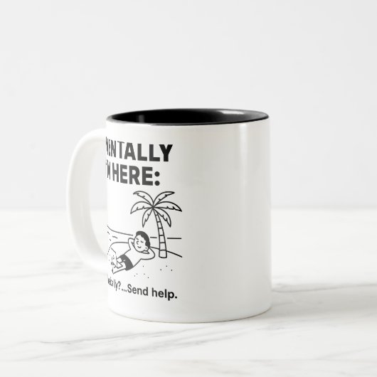 Mental bin ich hier lustig - Minimalistisch sein Zweifarbige Tasse (Vorderseite Links)