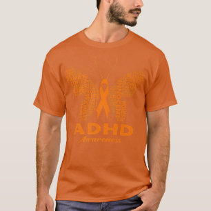 Mental Health ADHD Awareness Warrior Orange Ribbon T-Shirt
