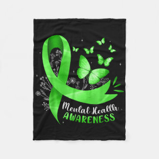Mental Health Awareness Butterfly Green Ribbon Wom Fleecedecke