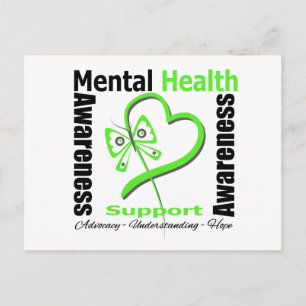 Mental Health Awareness Heart Butterfly Band Postkarte